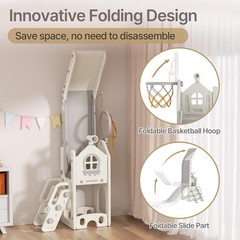 5 in 1 Toddler Slide – L-Shaped Baby Slide for Toddlers Aged 1-3 with Basketball