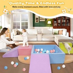 Yexmas 7Pc Soft Foam Climbing Toys Ball Pit Indoor Play Gym Set for Toddlers