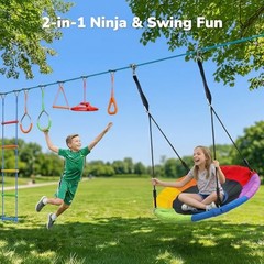 Ninja Obstacle Course 50FT Kids Backyard Monkey Bars