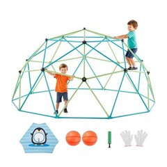 Climbing Dome, 10FT Geometric 10FT Blue&green with Basketballs & Octopus Net