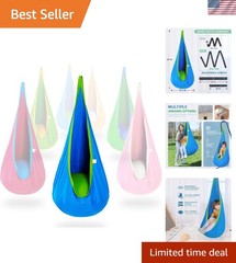Adjustable Kids Pod Swing – Cozy Cotton Hammock for Indoor & Outdoor Relaxation