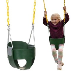 Heavy-Duty High Back Full Bucket Toddler Swing Seat | Coated Swing Green