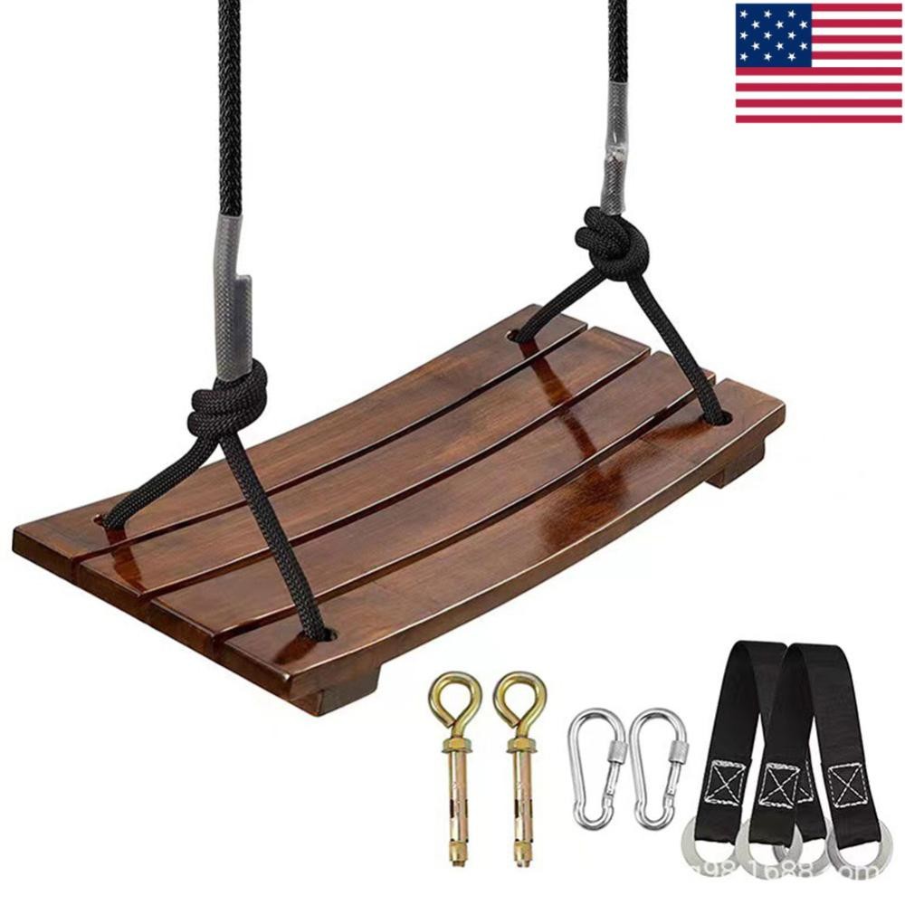 Wooden Swing Seat Nostalgic Outdoor Wood Swing for Kids Tree Swing for Adults