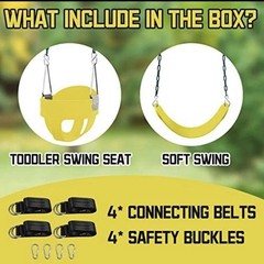 Toddler Swing Set for Outside – High Back Full Bucket Seat With 4 Yellow