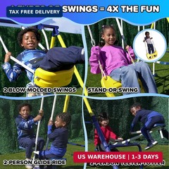 Royal Fun Metal Swing Set for Kids Ages 3-8 with 2 Swings, Standing Swing, Glide