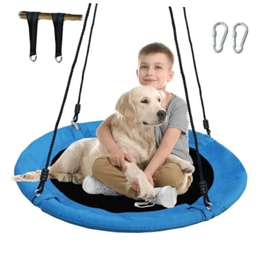40 Inch Saucer Tree Swing for Kids & Adults – Large Round Disc Swing, 700 Blue