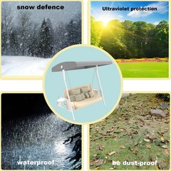 Outdoor Swing Canopy Cover, 3 Seat Waterproof Gray Swing Covers for Outdoor P…