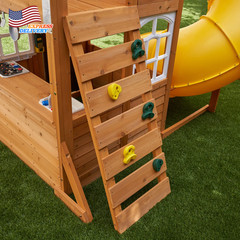 Castlewood Wooden Swing Set Playset with Clubhouse Mailbox Slide & Play Kitchen