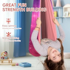Sensory Swing for Kids, Double Layer Therapy Hammock, Indoor Swing with Pink