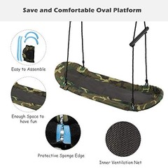 Skycurve Platform Tree Swing, Surfing Rectangle Swing with Handles, Camo Green