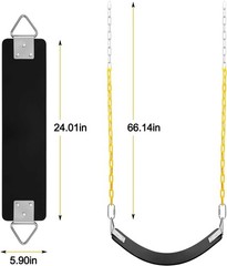 Swing Set, Seat with 66 Inch Anti-Rust Chains Thermoplastic Coated, Support 2…