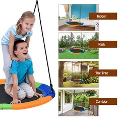 40″ Flying Saucer Tree Swing Outdoor Play Set w/ Adjustable Ropes Gift for Kids