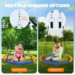 45″ 750lbs Spider Web Tree Swing for Kids & Adults, Outdoor Steel Frame Sauce…