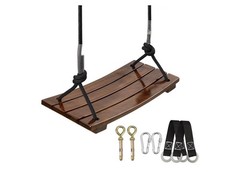PELLOR Wood Tree Swing Seat, Indoor Outdoor Rope 17.7×7.9×0.6 inch, Chocolate