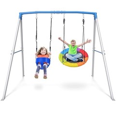 Swing Sets for Backyard, 440lbs Heavy Duty A-Frame Metal Swing Stand with 1