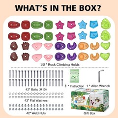 36PCS Rock Climbing Holds for Kids, Rock Wall Climbing Holds with Hardware – …