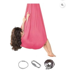 Pink Indoor Therapy Sensory Swing for Girls Teens with Hardware & Unicorn Bag Nw