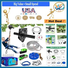 80Ft Outdoor Zip Line Kit for Kids & Adults 500Lbs Removable Trolley Swing Seat