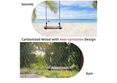 PELLOR Wood Tree Swing Seat, Indoor Outdoor Rope 17.7×7.9×0.6 inch, Chocolate