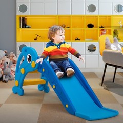 TOBBI 3 in 1 Kids Slide & Climber w/ Basketball Hoop&Ball, Baby Activity Center