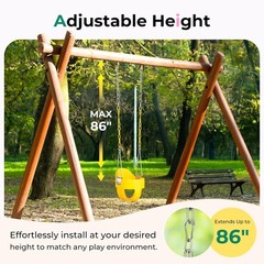 Toddler Bucket Swing Seat High Back Baby Swing with Coated Chains 330lb Yellow