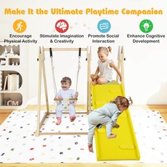 4-in-1 Indoor Jungle Gym w/Baby Swing, Climber, Ladder and Resting Platform