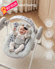 Portable Baby Swing for Infants, Adjustable Speed, Grey Velvet