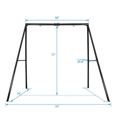 Metal Swing Set Heavy Duty 440 lbs Outdoor for Kids Adjustable Height +40″ Swing