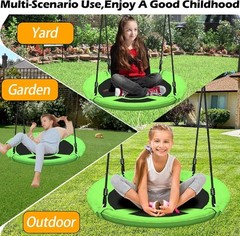 40 Inch Green Saucer Tree Swing Set Kids Adults 500lb Weight Capacity Waterproof