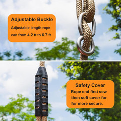 600 LB Weight Capacity Full Bucket Toddler Swing Seat with Adjustable Height Rop