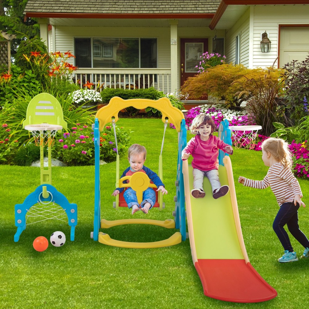 6 in 1 Kids Slide Swing PlaySet Indoor Outdoor Climber Playground for Toddlers