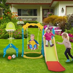 6 in 1 Kids Slide Swing PlaySet Indoor Outdoor Climber Playground for Toddlers