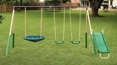 Superdisc Swing Set with Superdisc Swing. 5 User Capacity, Easy Assembly, Metal
