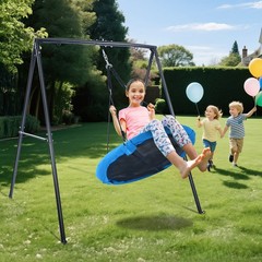 Outdoor Swing Set Heavy Duty Metal Frame Backyard Home Kids Children Fun Play