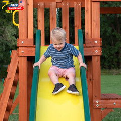 Kids Cedar Wood Swing Set Outdoor Playground Slide Ladder Playhouse FAST SHIPPIN