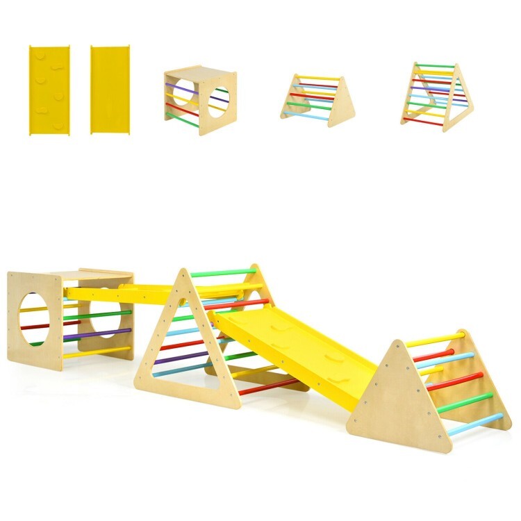 Kids Indoor Triangle Climber Play Gym Set Playroom Toddler Activity Ladder Ramp