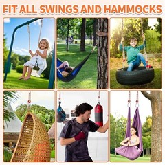 Tree Swing Ropes Set of 2, 3FT to 20FT, Heavy Duty Polyester Rope with Carabi…