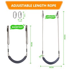 Comfy Heavy Duty Kids Swing Seat w/ Adj Ropes & Carabiners – Indoor/Outdoor