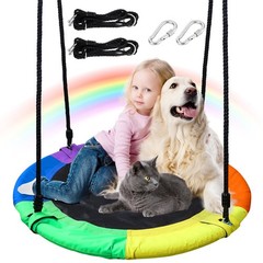 40″ Saucer Tree Swing for Kids & Adults, Adjustable Rope Flying Seat Multi-Color