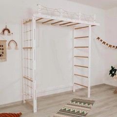 Climbing Monkey Bars Kids White Wooden Jungle Gym Monkey Bar Climber Indoor Home