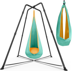 Swing Stand Frame Sensory Pod Chair Set X Shaped Heavy Duty Metal Outdoor Blue