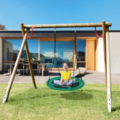 40 Inches Saucer Tree Swing Flying Circle Seat with Adjustable Ropes Green
