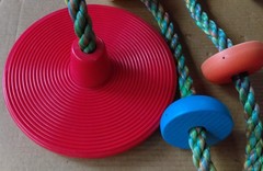 Single Disc Seat and Rainbow Climbing Rope Tree Swing for Kids w/Carabiner