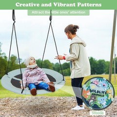 40″ Saucer Tree Swing with Adjustable Hanging Ropes Necessary Hardware for Kids