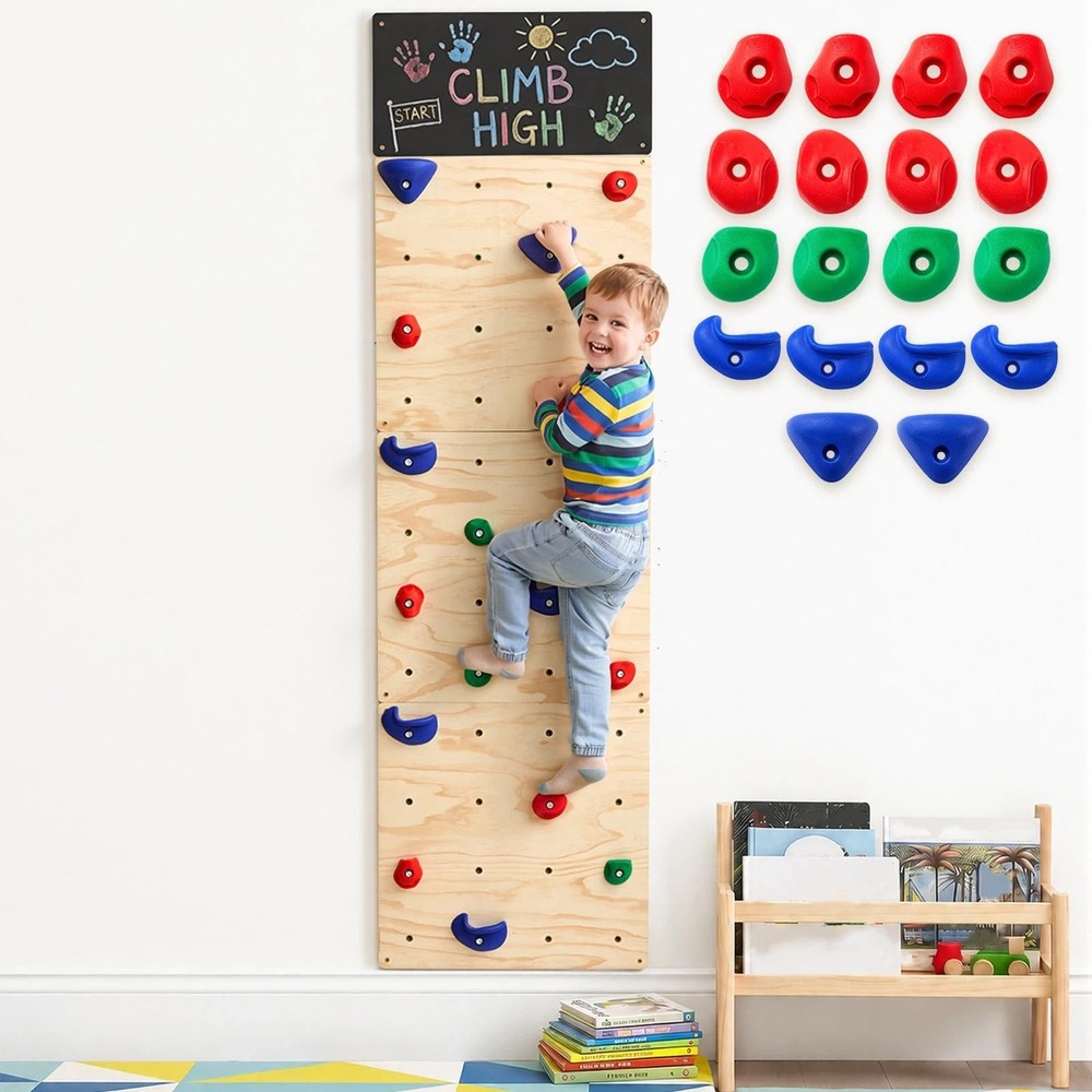 Rock Climbing Wall for Kids, 82.5 x 23.6 Inch Indoor Gym Playground Play Set …