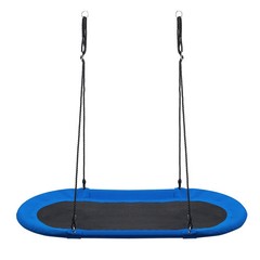 60 Inch Saucer Surf Outdoor Adjustable Swing Set-Blue+Black – Color: Blue