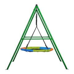 Colorful Saucer Swing Set: 40in Seat, Powder-Coated Steel A-Frame, 440lb Rating