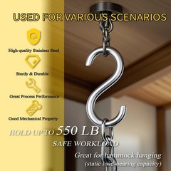 304 Stainless Steel 3 Inch S Hooks, 4 PCS S Hooks for Hanging Heavy Duty Stat…