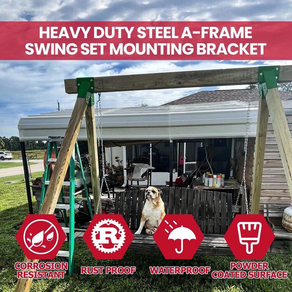 12″ Pair Brand New 1-2-3 A-Frame 2 Brackets for Swing Set W/ All Hardware