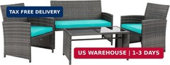 4 Piece Patio Ratten Set Outdoor Furniture Set Wicker Conversation Sets with Cus